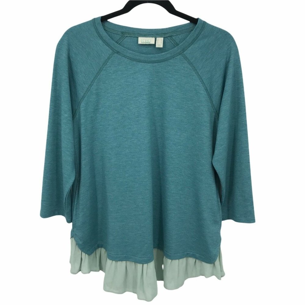 Logo Lounge Womens Teal Blue Oversized Scoop Neck Sweatshirt  S